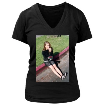 Amber Heard Women's Deep V-Neck TShirt