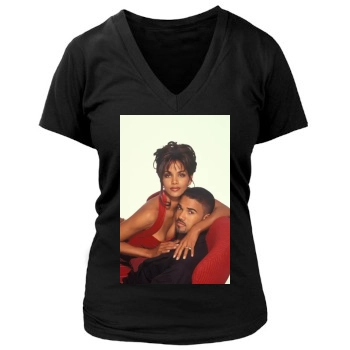 Halle Berry Women's Deep V-Neck TShirt