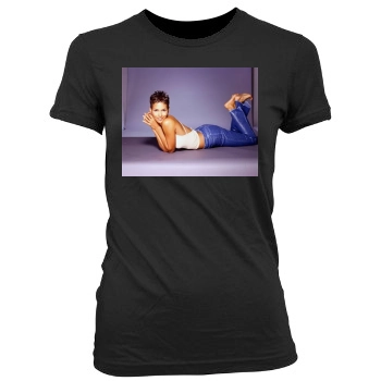 Halle Berry Women's Junior Cut Crewneck T-Shirt