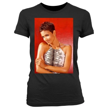 Halle Berry Women's Junior Cut Crewneck T-Shirt