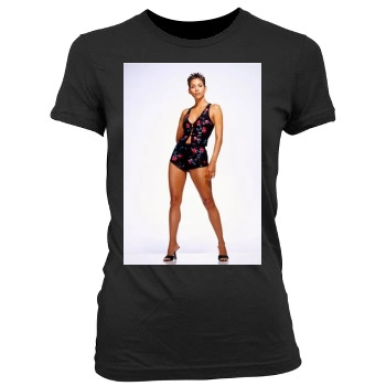 Halle Berry Women's Junior Cut Crewneck T-Shirt