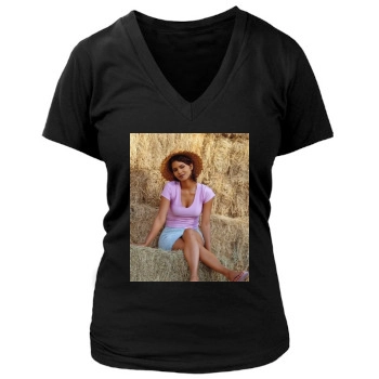 Halle Berry Women's Deep V-Neck TShirt