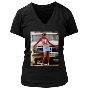 Halle Berry Women's Deep V-Neck TShirt