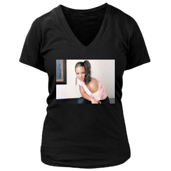 Alicia Keys Women's Deep V-Neck TShirt