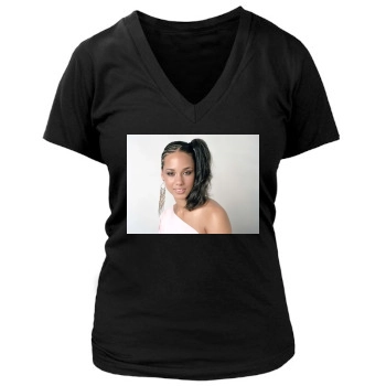 Alicia Keys Women's Deep V-Neck TShirt