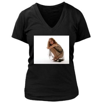 Anna Friel Women's Deep V-Neck TShirt