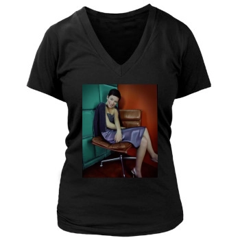 Anna Friel Women's Deep V-Neck TShirt