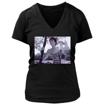 Anna Friel Women's Deep V-Neck TShirt