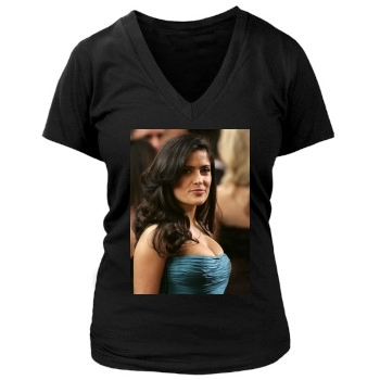 Salma Hayek Women's Deep V-Neck TShirt