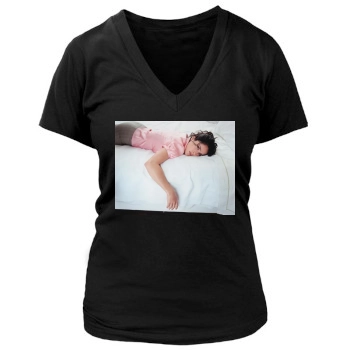 Salma Hayek Women's Deep V-Neck TShirt