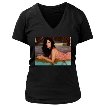 Salma Hayek Women's Deep V-Neck TShirt