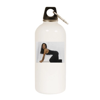 Salma Hayek White Water Bottle With Carabiner