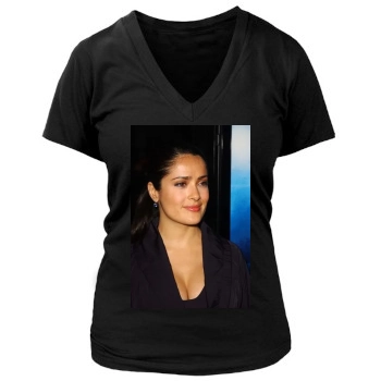 Salma Hayek Women's Deep V-Neck TShirt