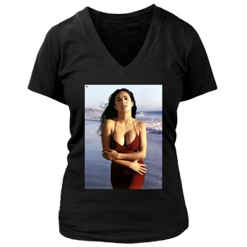 Salma Hayek Women's Deep V-Neck TShirt