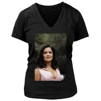 Salma Hayek Women's Deep V-Neck TShirt