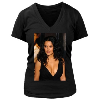 Salma Hayek Women's Deep V-Neck TShirt