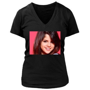 Selena Gomez Women's Deep V-Neck TShirt