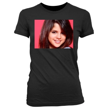 Selena Gomez Women's Junior Cut Crewneck T-Shirt