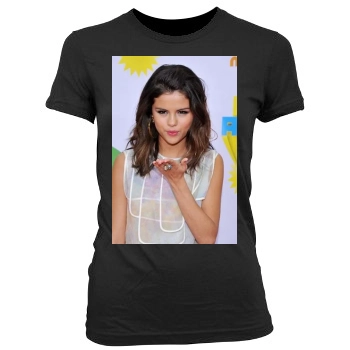 Selena Gomez Women's Junior Cut Crewneck T-Shirt