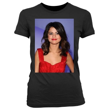 Selena Gomez Women's Junior Cut Crewneck T-Shirt