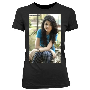 Selena Gomez Women's Junior Cut Crewneck T-Shirt