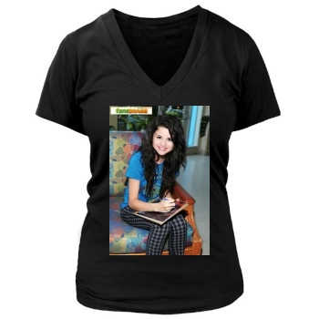 Selena Gomez Women's Deep V-Neck TShirt