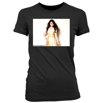 Selena Gomez Women's Junior Cut Crewneck T-Shirt