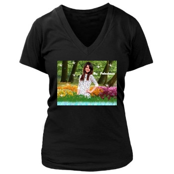 Selena Gomez Women's Deep V-Neck TShirt