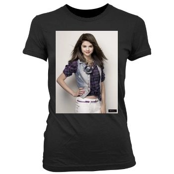 Selena Gomez Women's Junior Cut Crewneck T-Shirt