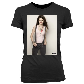 Selena Gomez Women's Junior Cut Crewneck T-Shirt