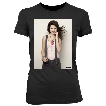 Selena Gomez Women's Junior Cut Crewneck T-Shirt