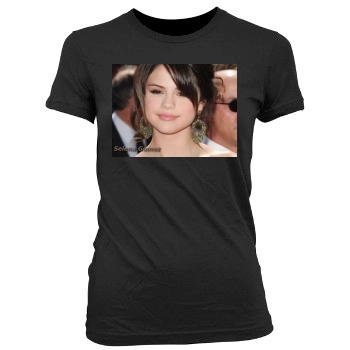 Selena Gomez Women's Junior Cut Crewneck T-Shirt