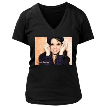 Selena Gomez Women's Deep V-Neck TShirt