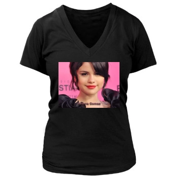 Selena Gomez Women's Deep V-Neck TShirt