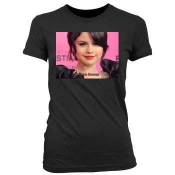 Selena Gomez Women's Junior Cut Crewneck T-Shirt