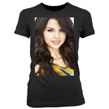 Selena Gomez Women's Junior Cut Crewneck T-Shirt