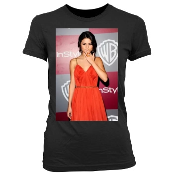 Selena Gomez Women's Junior Cut Crewneck T-Shirt