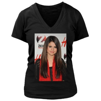 Selena Gomez Women's Deep V-Neck TShirt