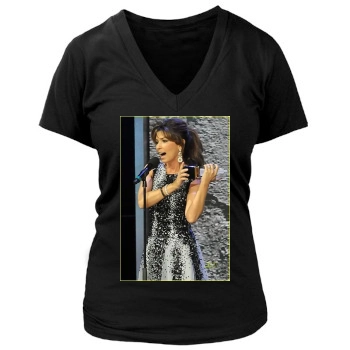 Shania Twain Women's Deep V-Neck TShirt