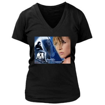 Sophie Marceau Women's Deep V-Neck TShirt