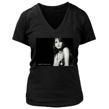 Sophie Marceau Women's Deep V-Neck TShirt