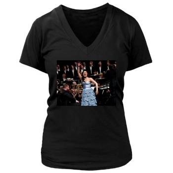 Anna Netrebko Women's Deep V-Neck TShirt