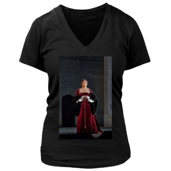 Anna Netrebko Women's Deep V-Neck TShirt