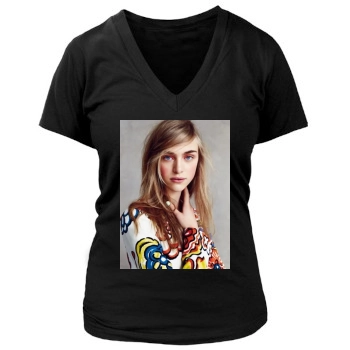 Hedvig Palm Women's Deep V-Neck TShirt