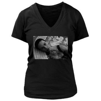 Hilary Swank Women's Deep V-Neck TShirt