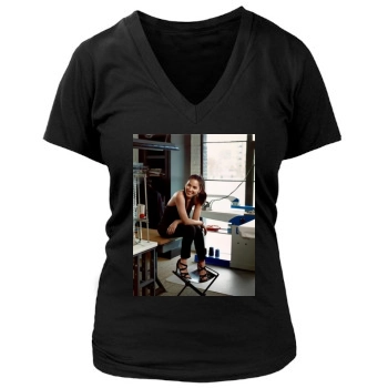 Olivia Munn Women's Deep V-Neck TShirt