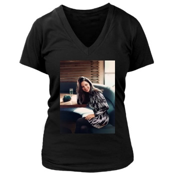 Olivia Munn Women's Deep V-Neck TShirt