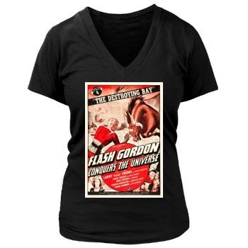 Flash Gordon Conquers the Universe (1940) Women's Deep V-Neck TShirt