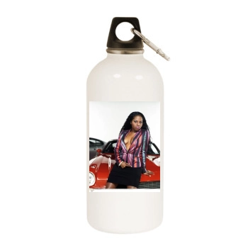 Foxy Brown White Water Bottle With Carabiner