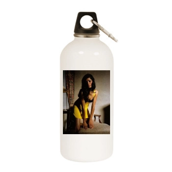 Freida Pinto White Water Bottle With Carabiner